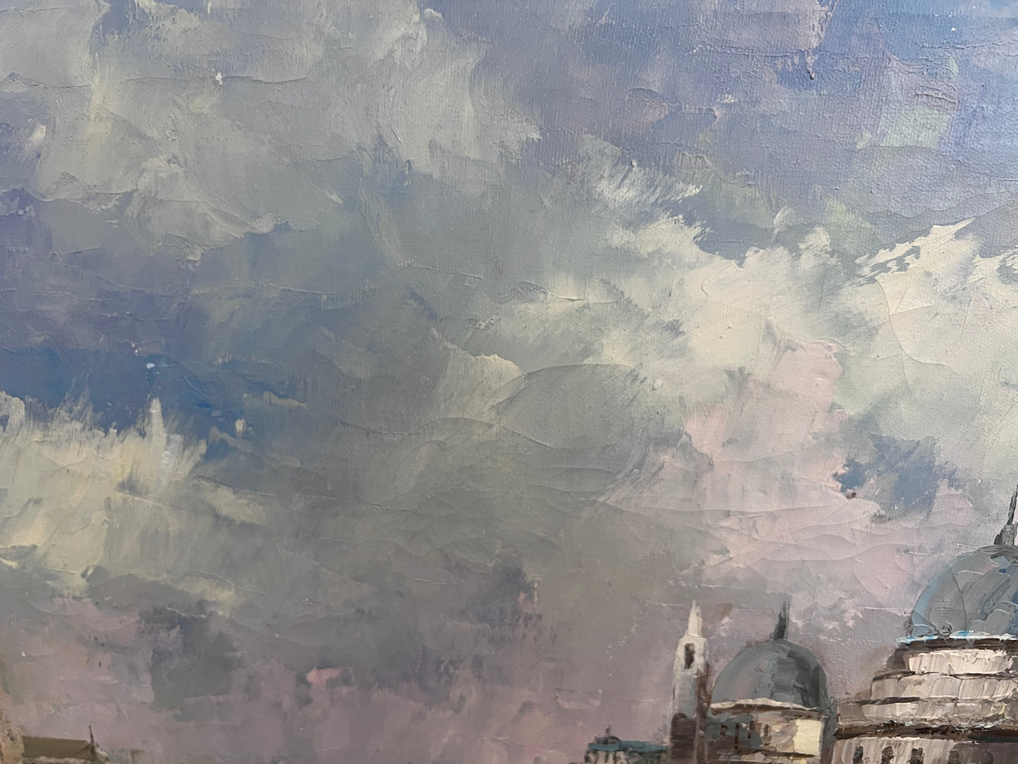 Venice Grand Canal Oil Painting L. Harland Signed Vintage Large Framed Art