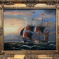 Vintage Maritime Oil Painting Ambrose Ship Seascape Sailboat Nautical Art