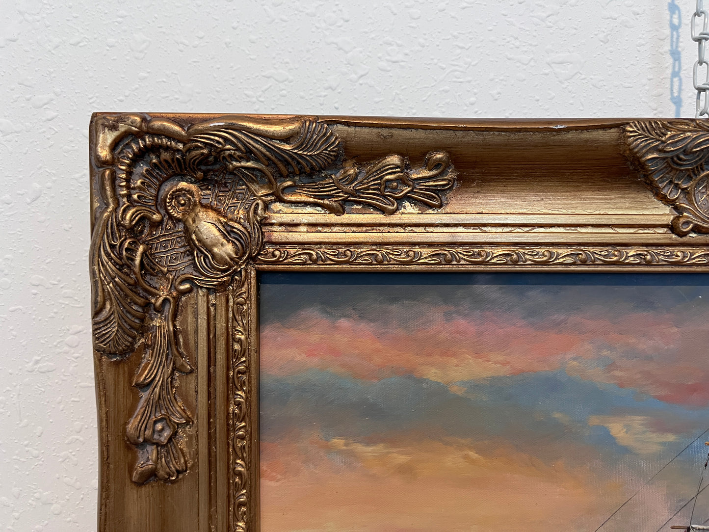 Vintage Maritime Oil Painting Ambrose Ship Seascape Sailboat Nautical Art