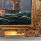 Vintage Maritime Oil Painting Ambrose Ship Seascape Sailboat Nautical Art