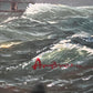 Vintage Maritime Oil Painting Ambrose Ship Seascape Sailboat Nautical Art