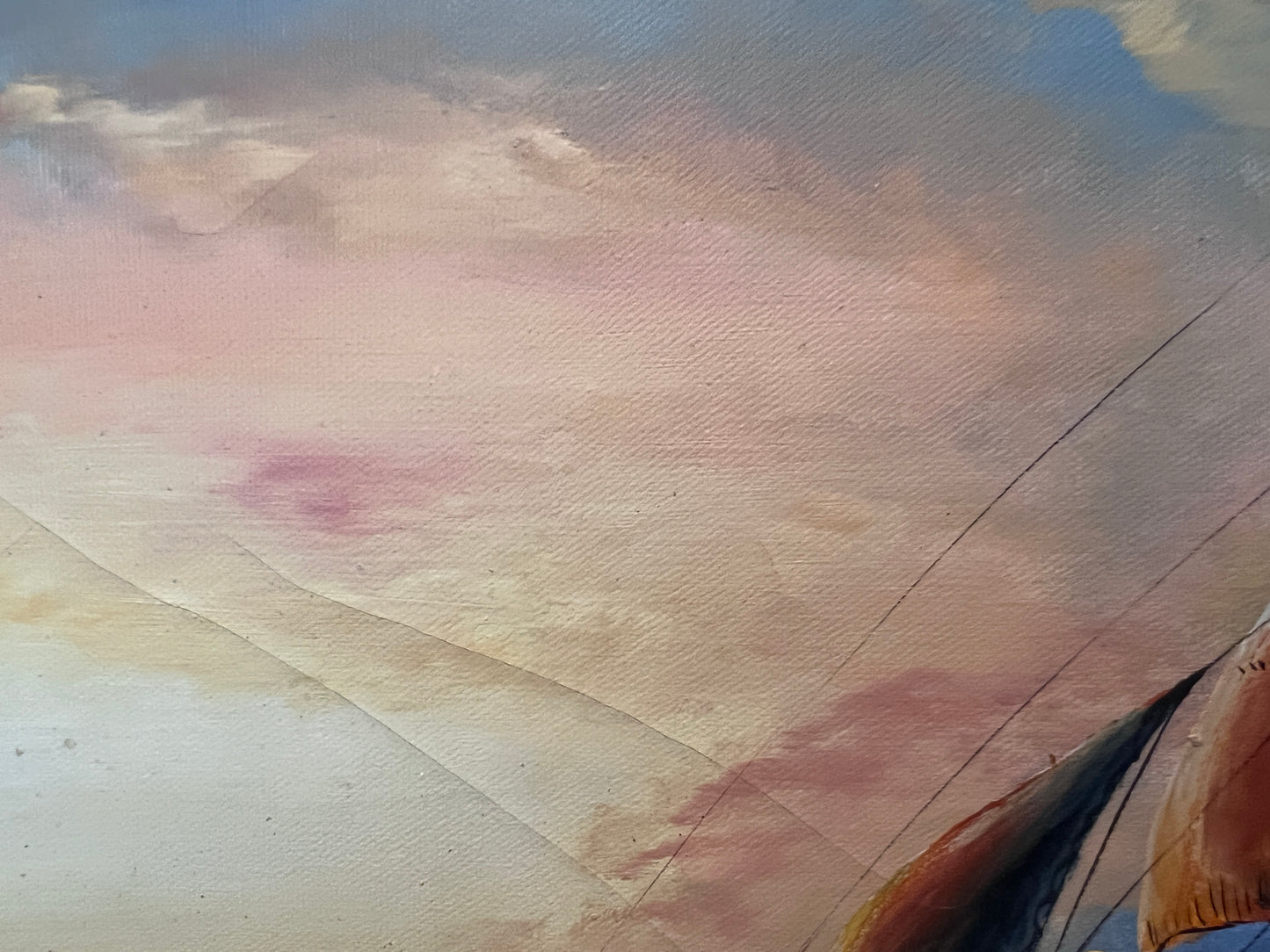 Vintage Maritime Oil Painting Ambrose Ship Seascape Sailboat Nautical Art