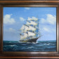 Original Seascape Oil Painting Clipper Ship Ocean Waves Maritime Art Framed