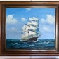 Original Seascape Oil Painting Clipper Ship Ocean Waves Maritime Art Framed