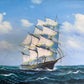 Original Seascape Oil Painting Clipper Ship Ocean Waves Maritime Art Framed