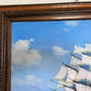 Original Seascape Oil Painting Clipper Ship Ocean Waves Maritime Art Framed