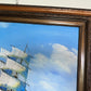 Original Seascape Oil Painting Clipper Ship Ocean Waves Maritime Art Framed