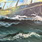 Original Seascape Oil Painting Clipper Ship Ocean Waves Maritime Art Framed