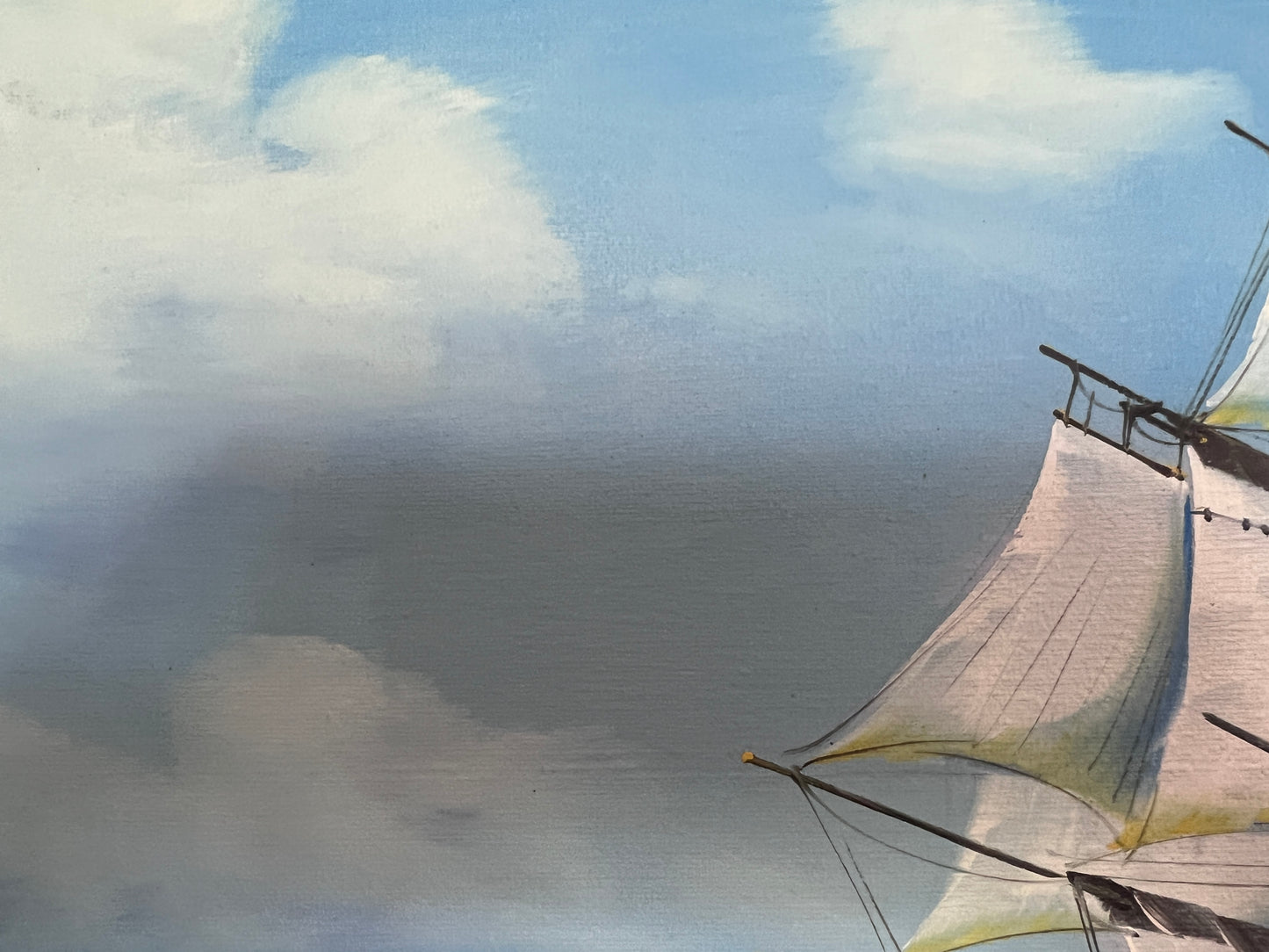 Original Seascape Oil Painting Clipper Ship Ocean Waves Maritime Art Framed