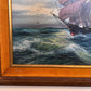 Vintage Marine Oil Painting Ship at Sea Signed H. Peters, Framed Nautical Art