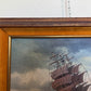 Vintage Marine Oil Painting Ship at Sea Signed H. Peters, Framed Nautical Art