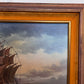 Vintage Marine Oil Painting Ship at Sea Signed H. Peters, Framed Nautical Art