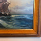 Vintage Marine Oil Painting Ship at Sea Signed H. Peters, Framed Nautical Art