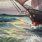 Vintage Marine Oil Painting Ship at Sea Signed H. Peters, Framed Nautical Art