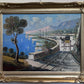 Original Vintage Mediterranean coastal oil painting on canvas, signed, Framed
