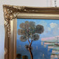 Original Vintage Mediterranean coastal oil painting on canvas, signed, Framed