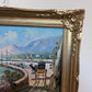 Original Vintage Mediterranean coastal oil painting on canvas, signed, Framed