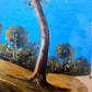 Original Vintage Mediterranean coastal oil painting on canvas, signed, Framed