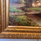 F. Berthy Vintage Landscape Oil Painting Spring Cottage Scene Framed Art