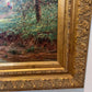 F. Berthy Vintage Landscape Oil Painting Spring Cottage Scene Framed Art
