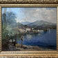 Luigi Cergoli Italian (20 с.) Lakeside Oil Painting Vintage Mediterranean Art