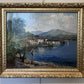 Luigi Cergoli Italian (20 с.) Lakeside Oil Painting Vintage Mediterranean Art