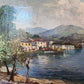 Luigi Cergoli Italian (20 с.) Lakeside Oil Painting Vintage Mediterranean Art