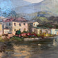 Luigi Cergoli Italian (20 с.) Lakeside Oil Painting Vintage Mediterranean Art