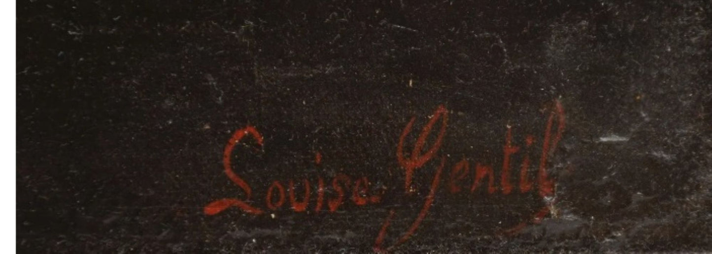 Antique 19c. Original Oil Painting French school Huntress, Signed, Gild Frame