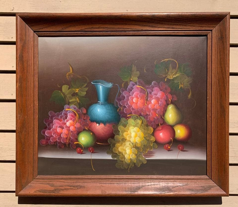 Original Still Life oil painting on canvas, Fruits, Framed