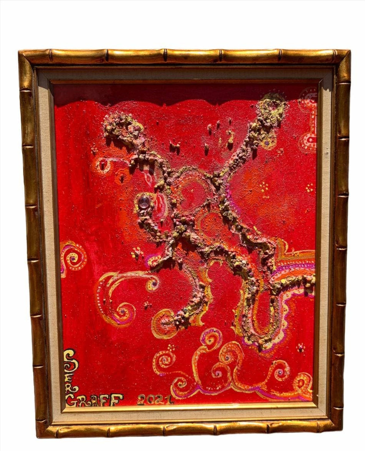 Serg Graff Magic Patterns Original 3D Textured Mixed Media Abstract Art Framed