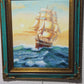 Original  oil painting on canvas, seascape, Sailing ships on the Sea, Framed