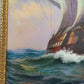Tall Ship Seascape Oil Painting on canvas Clipper Ship Nautical Art Framed