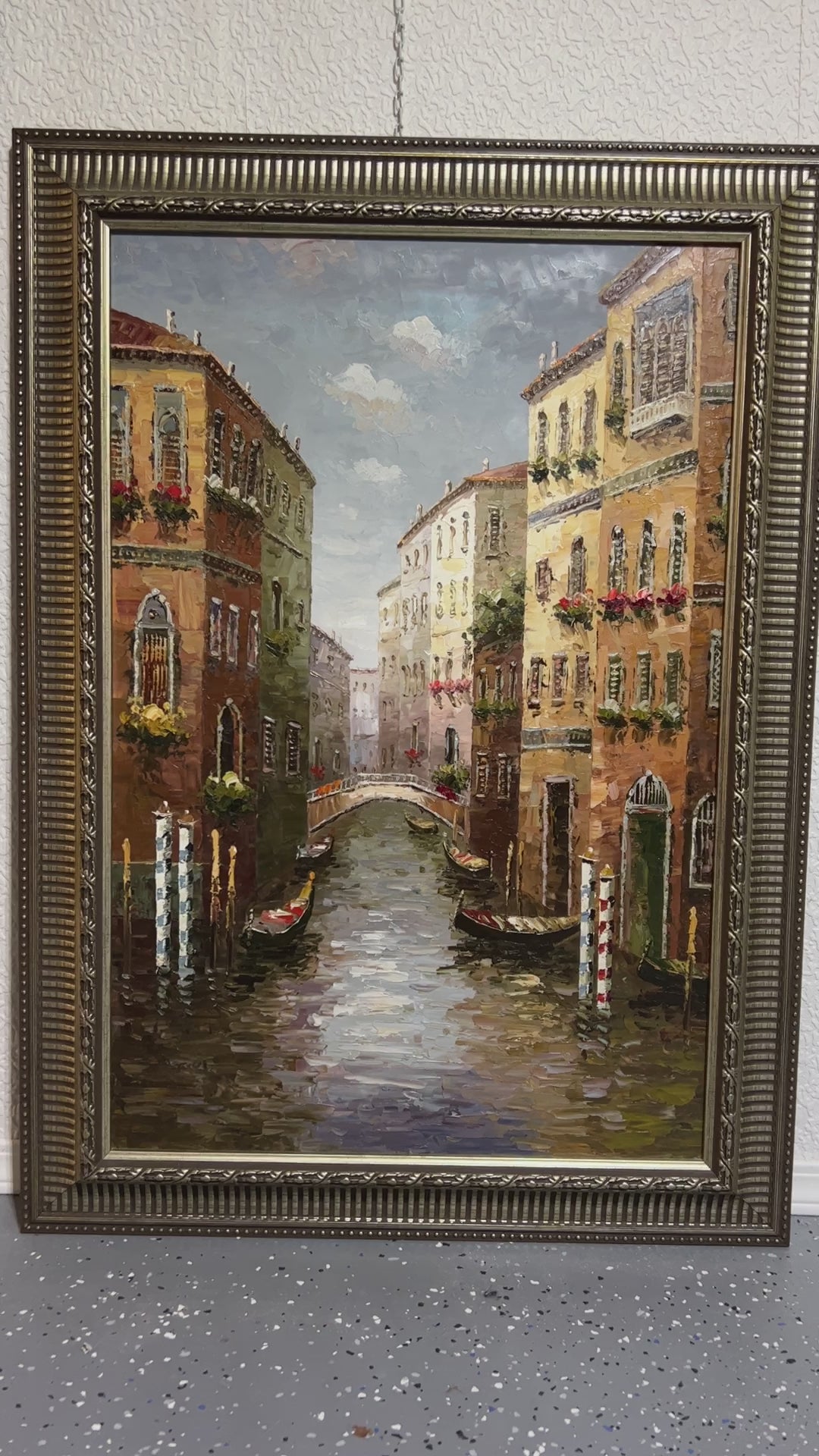 Large Original Oil painting on canvas, Italy, Venice, Canal view