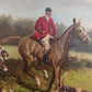 English Fox Hunting Scene Horse Hounds Oil Painting Signed William Framed