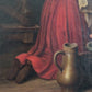 Large Antique European Oil Painting 19th Century Interior Genre Scene Children
