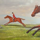 Large English Fox Hunting Scene Oil Painting Equestrian Sporting Art, Framed