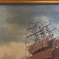 Vintage Marine Oil Painting Ship at Sea Signed H. Peters, Framed Nautical Art