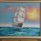 Original Marine Oil Painting Tall Ship on Open Sea Nautical Seascape Gold Frame