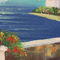 Mediterranean Coastal Village Oil Painting Seascape Landscape, Italian Riviera