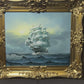 Herison J. original painting on canvas, Seascape, Sailing Ship, Gorgeous Frame