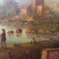 C. Patin Huge Vintage European Cityscape/ Landscape Oil Painting Gilt Frame