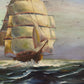 Vintage Original Oil painting on canvas Seascape, Sailing Ship in the ocean