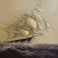 Heston Large Original oil painting on canvas, Seascape, Sailing Ship, Framed