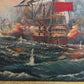 Vintage Oil Painting Naval Battle Ships Seascape Maritime Art Framed Framed