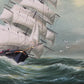 Y. Stone Original Oil painting on canvas Seascape, Sailing Ship in the ocean