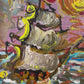 Serg Graff Original "Yelmar" Acrylic Ship Painting | Seashell Frame Coastal Art