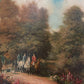 Vintage English Hunting Scene Oil Painting Horses Hounds Equestrian Sporting Art