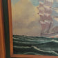 Vintage Tall Ship Oil Painting on Canvas Signed Framed Clipper Marine Seascape