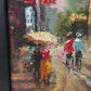 Signed Small European Street Scene Oil Painting Impasto City Artwork, Framed